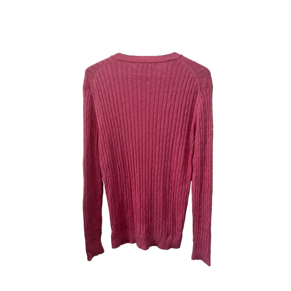 Express Silk Cashmere Blend Pink Cable Knit Crewneck Sweater Women’s M Luxury